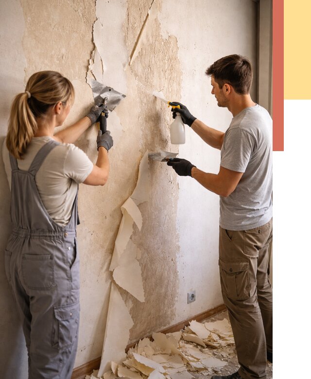 Снятие старых обоев в Кемерово от 5463 руб. под ключ недорого | ОТДЕЛОЧНИК-Кмр