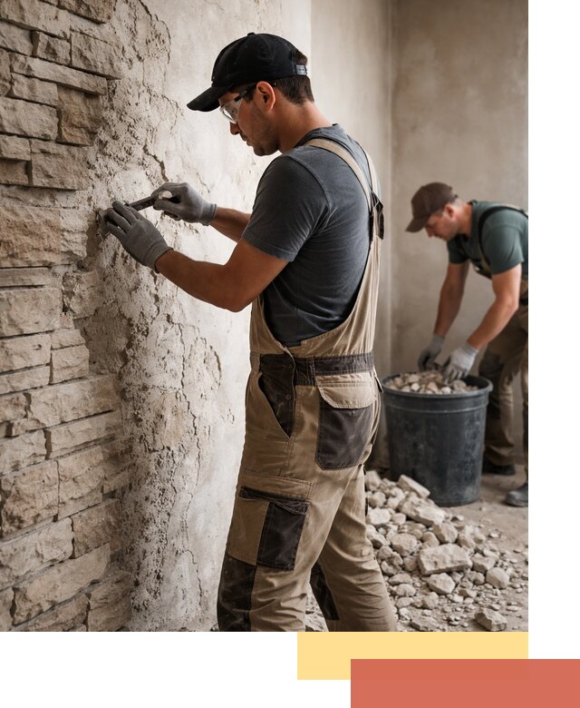 Демонтаж декоративного камня в Кемерово профессионально и безопасно