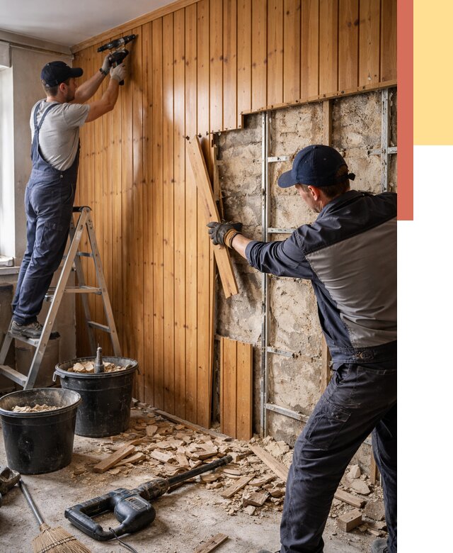 Демонтаж вагонки со стен в Кемерово от 1509 руб. — снятие, удаление, срочно | ОТДЕЛОЧНИК-Кмр