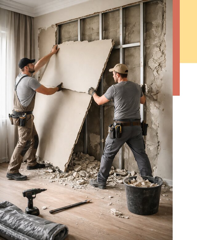 Демонтаж гипсокартона со стен в Кемерово от 364 руб. — услуги демонтажа | ОТДЕЛОЧНИК-Кмр