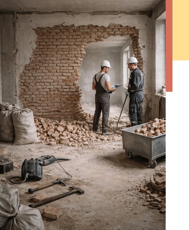 Демонтаж кирпичных стен в Кемерово от 4371 руб. — быстро, недорого, под ключ | ОТДЕЛОЧНИК-Кмр