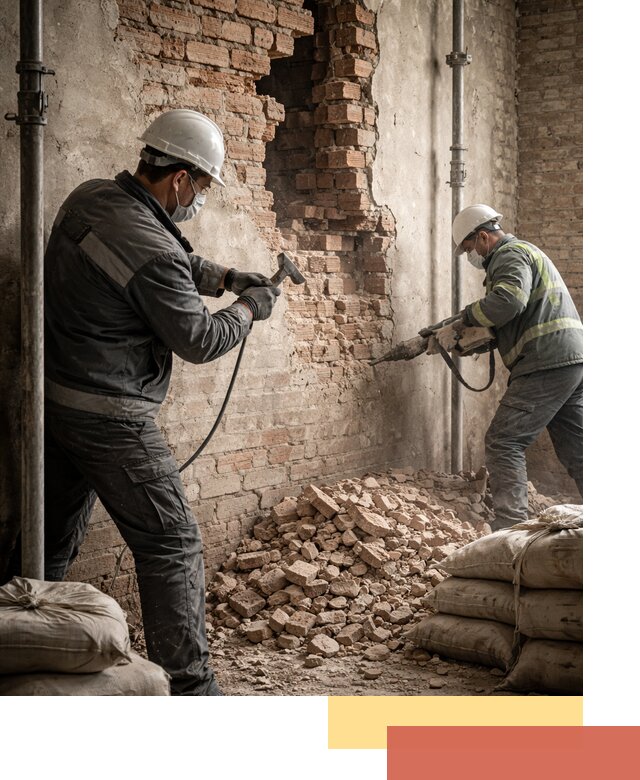 Демонтаж кирпичных стен в Кемерово быстро и безопасно