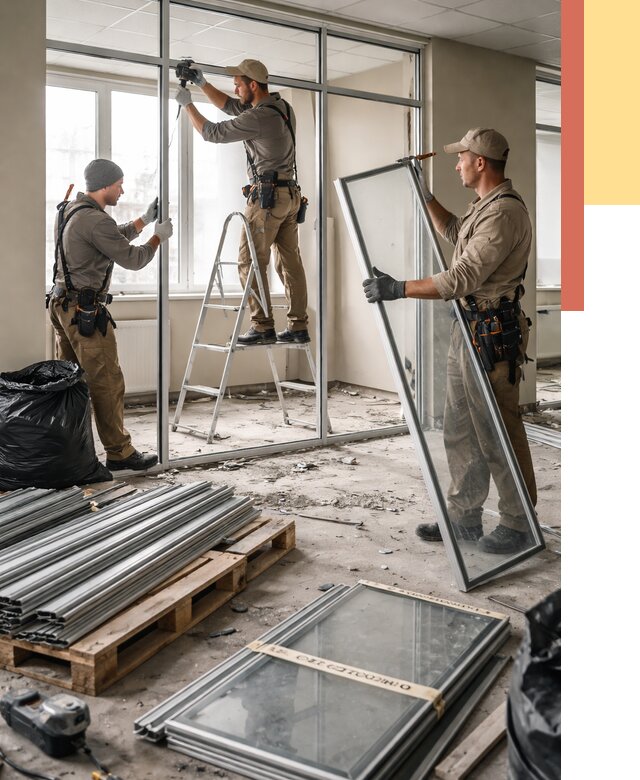 Демонтаж алюминиевых перегородок в Кемерово от 4371 руб. — быстро и недорого | ОТДЕЛОЧНИК-Кмр