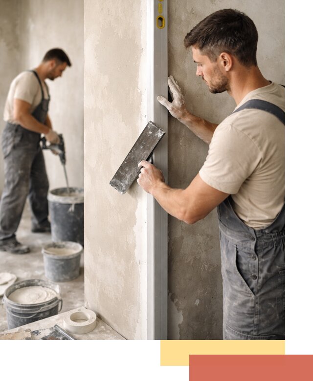 Выведение углов стен в Кемерово: монтаж и оштукатуривание