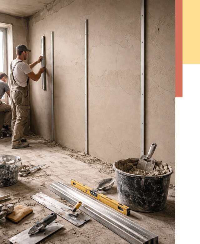 Штукатурка стен по маякам в Кемерово от 5723 руб./м² — выравнивание под ключ | ОТДЕЛОЧНИК-Кмр