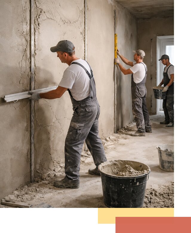 Штукатурка стен по маякам в Кемерово — точная и ровная поверхность