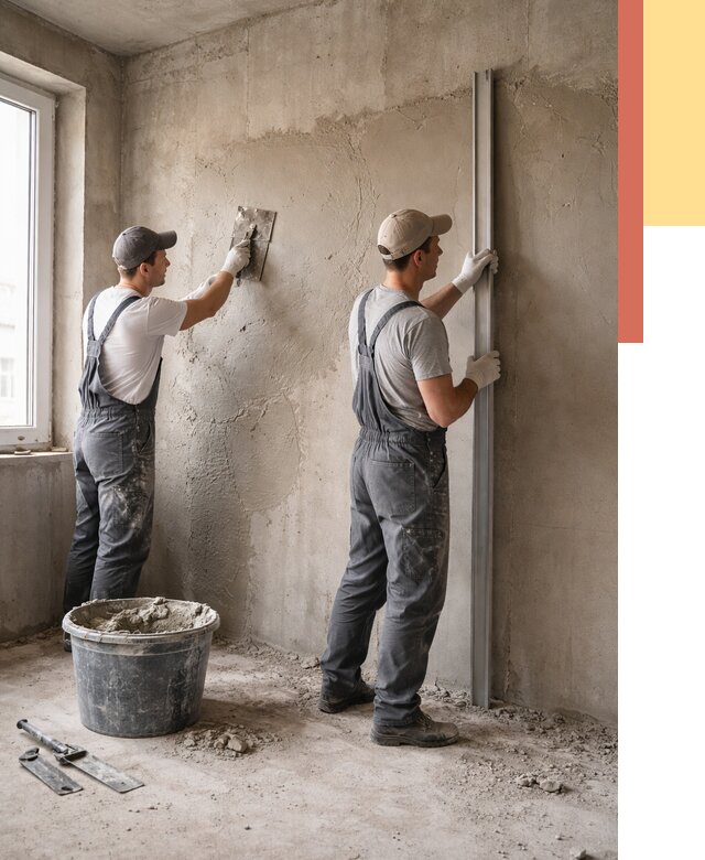 Штукатурка бетонных стен в Кемерово от 4683 руб/м² — качественно и быстро | ОТДЕЛОЧНИК-Кмр