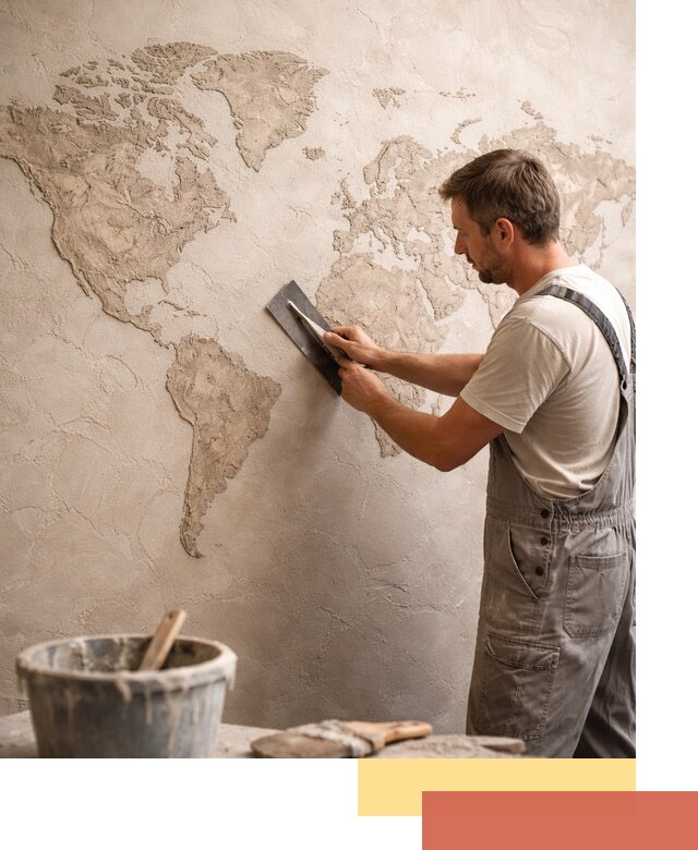 Декоративная штукатурка «Карта мира» под ключ в Кемерово