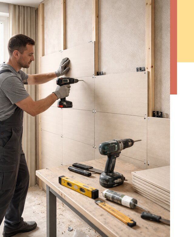 Монтаж МДФ панелей на стены в Кемерово от 1301 руб. под ключ | ОТДЕЛОЧНИК-Кмр