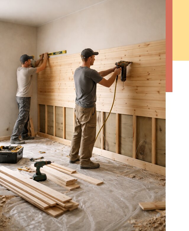 Монтаж деревянной вагонки на стены в Кемерово от 7805 руб. | Услуги монтажа вагонки | ОТДЕЛОЧНИК-Кмр