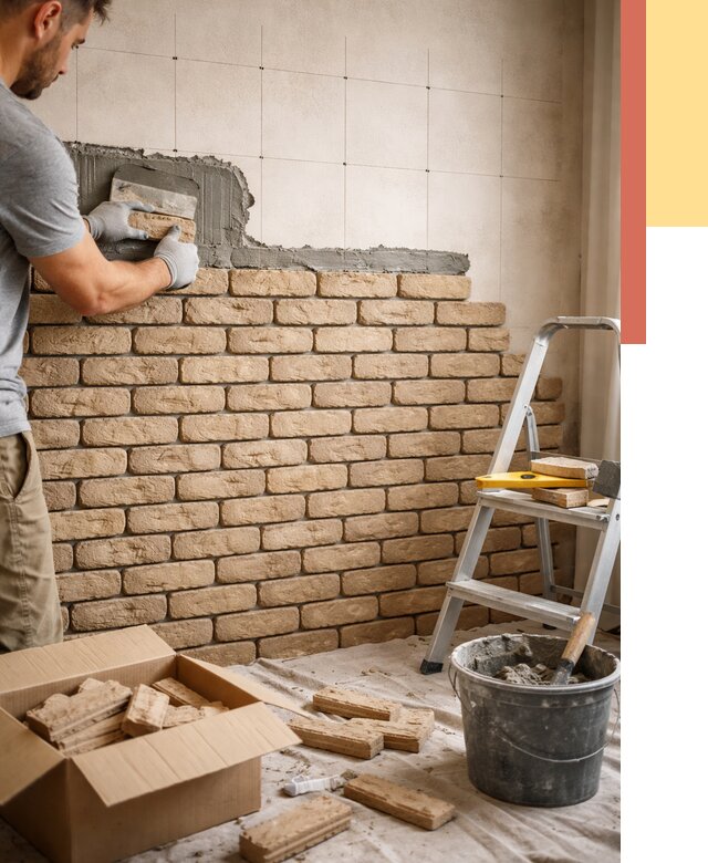 Монтаж декоративного кирпича в Кемерово от 3330 руб./м² — быстро и недорого | ОТДЕЛОЧНИК-Кмр