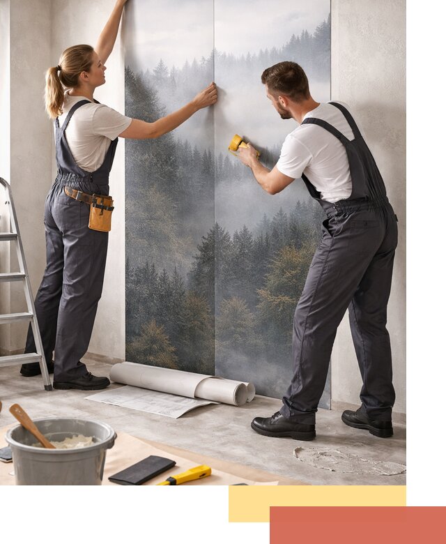 Поклейка фотообоев профессионально в Кемерово под ключ