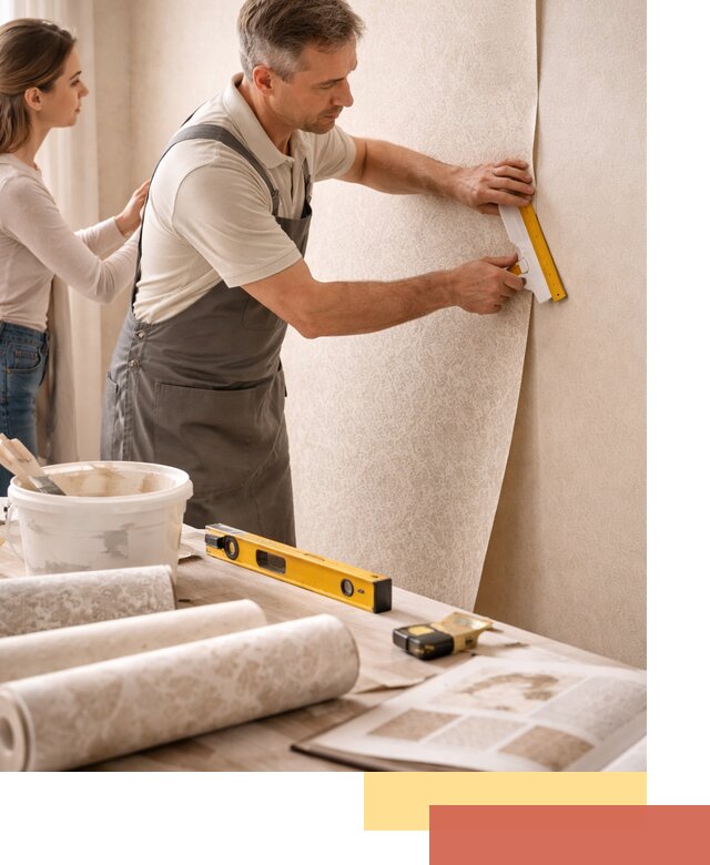 Поклейка обоев с подбором рисунка в Кемерово