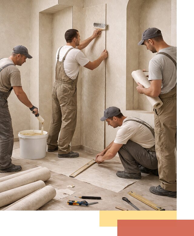 Поклейка обоев на сложные стены и неровные поверхности в Кемерово