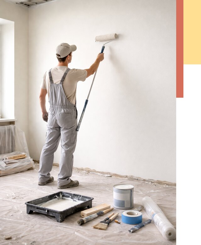 Покраска стен водоэмульсионной краской в Кемерово от 468 руб. за м² | ОТДЕЛОЧНИК-Кмр