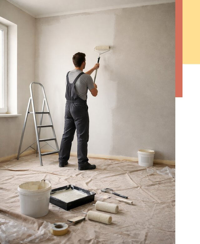 Покраска стен моющейся краской в Кемерово от 364 руб./м² — быстро и недорого | ОТДЕЛОЧНИК-Кмр