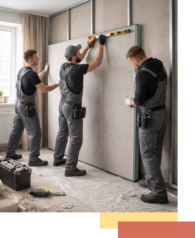 Шумоизоляция стен панелями ЗИПС в Кемерово для жилых и коммерческих помещений