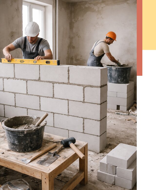 Кладка перегородок из газобетона в Кемерово от 3330 руб. под ключ | ОТДЕЛОЧНИК-Кмр