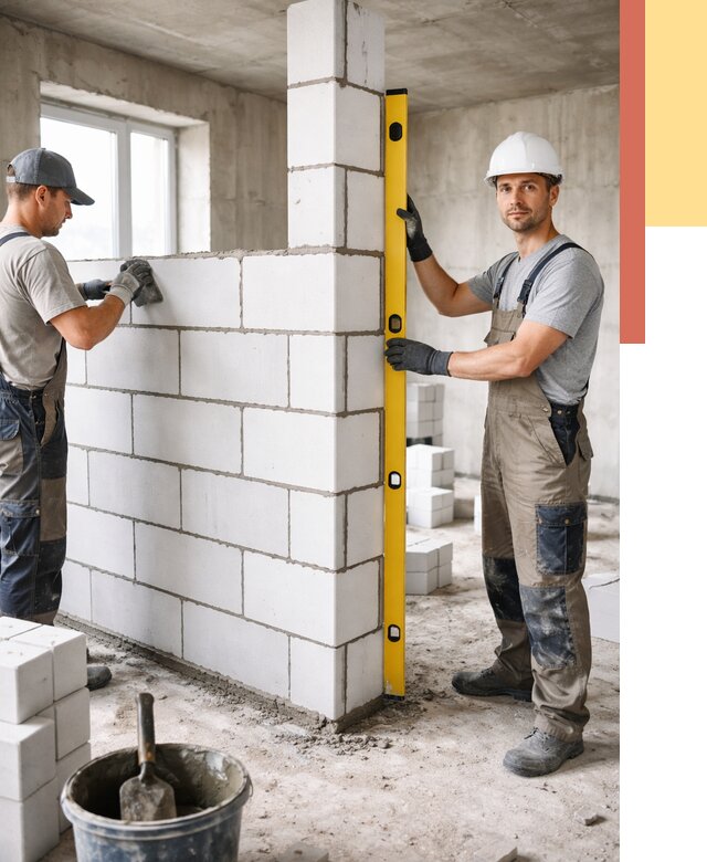 Кладка перегородок из пеноблока в Кемерово от 1873 руб. под ключ | ОТДЕЛОЧНИК-Кмр