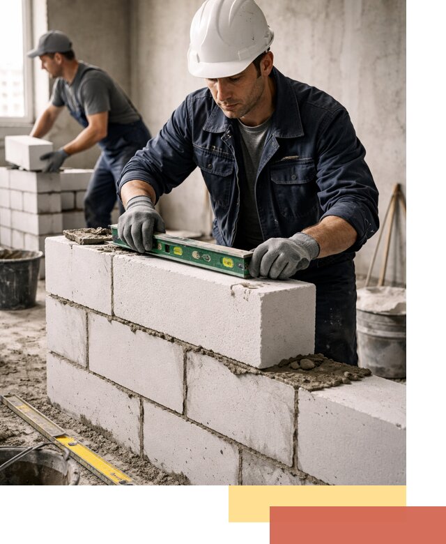 Кладка перегородок из пеноблока под ключ в Кемерово