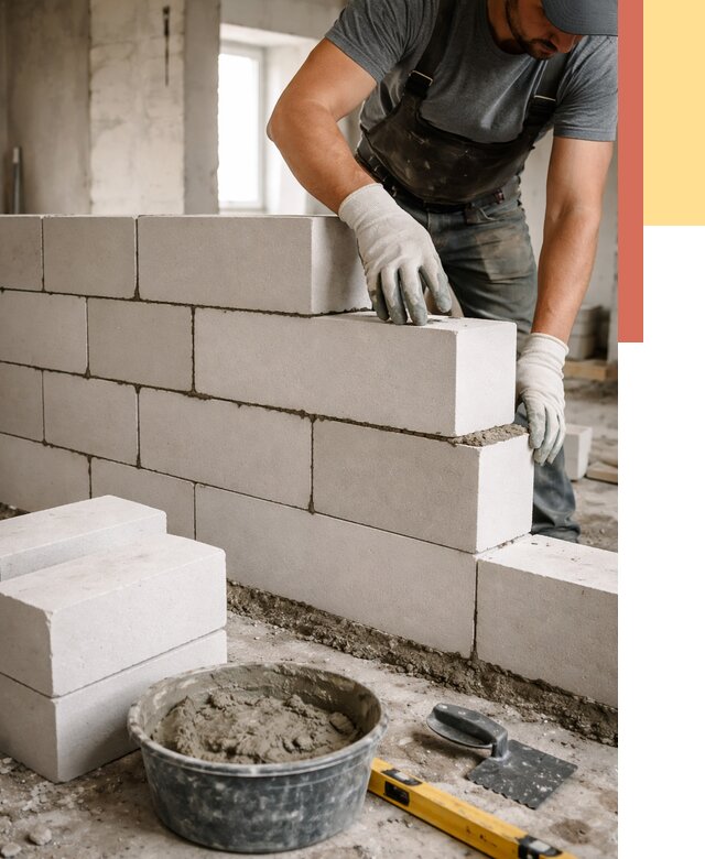 Кладка перегородок из силикатного блока в Кемерово от 4162 руб. под ключ | ОТДЕЛОЧНИК-Кмр