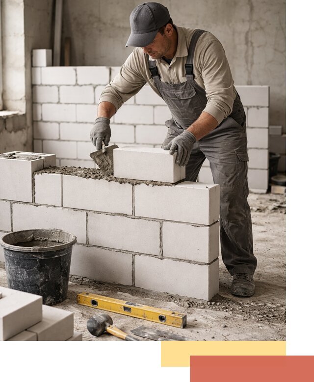 Кладка перегородок из силикатного блока в Кемерово