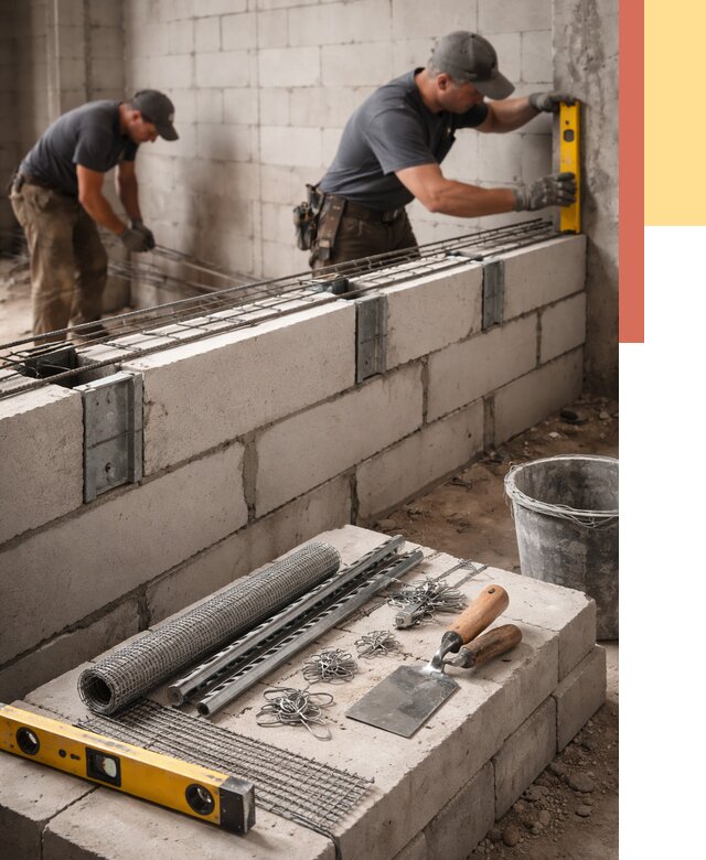 Армирование кладки перегородок в Кемерово от 780 руб. под ключ | ОТДЕЛОЧНИК-Кмр