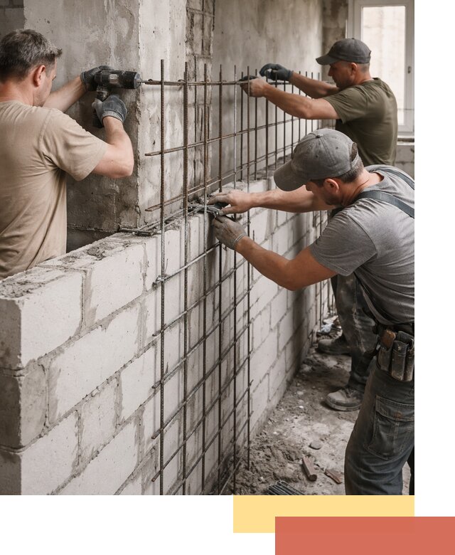 Армирование кладки перегородок в Кемерово профессионально и надёжно