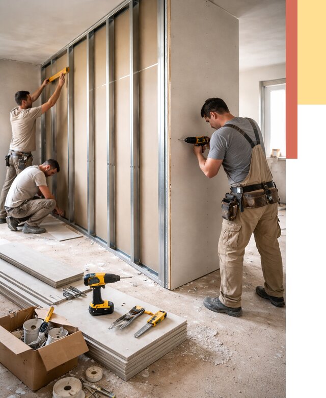 Монтаж однослойной перегородки из гипсокартона в Кемерово от 676 руб. | ОТДЕЛОЧНИК-Кмр