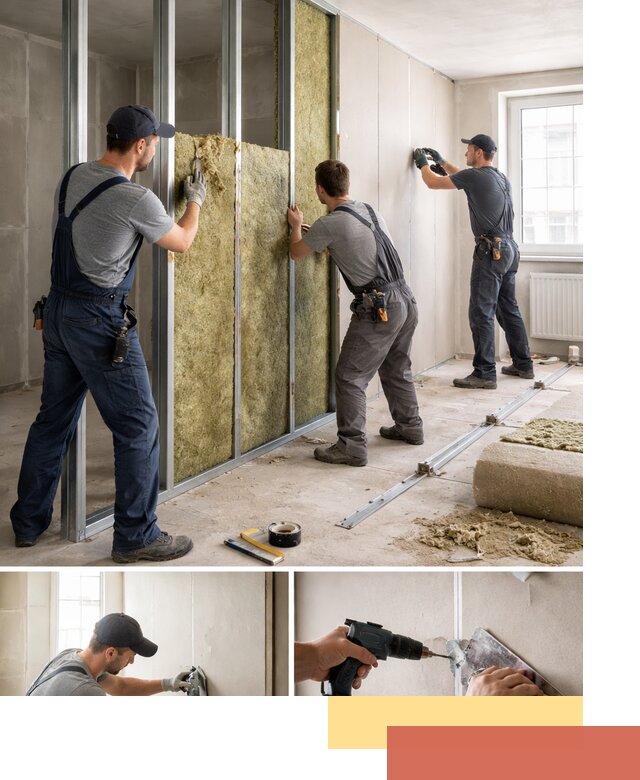 Перегородка из гипсокартона с шумоизоляцией в Кемерово — монтаж под ключ