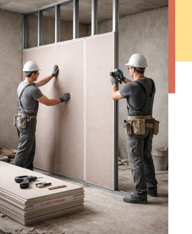 Перегородка из огнестойкого гипсокартона в Кемерово от 1925 руб. под ключ | ОТДЕЛОЧНИК-Кмр
