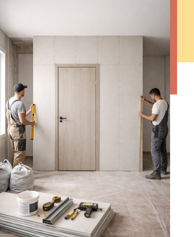 Перегородка из гипсокартона с дверью в Кемерово от 4683 руб. под ключ | ОТДЕЛОЧНИК-Кмр