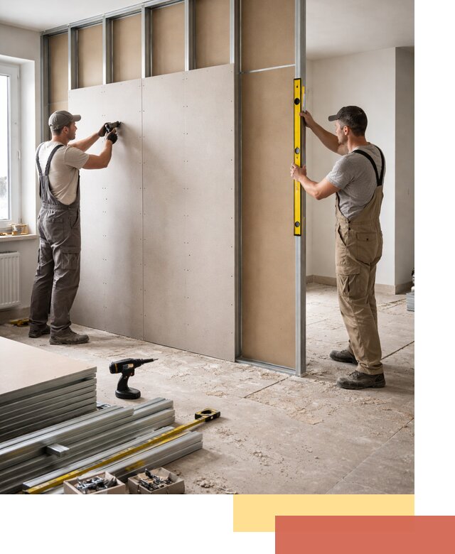 Зонирующая перегородка из гипсокартона под ключ в Кемерово