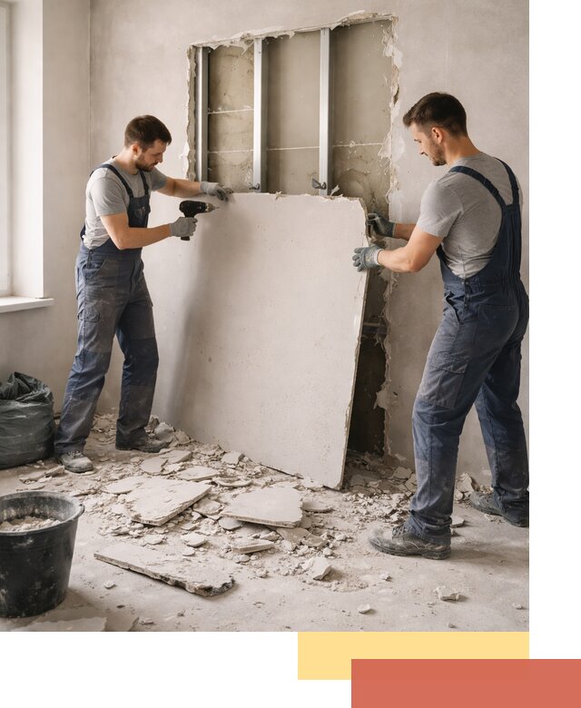 Демонтаж перегородки из гипсокартона в Кемерово быстрый и аккуратный