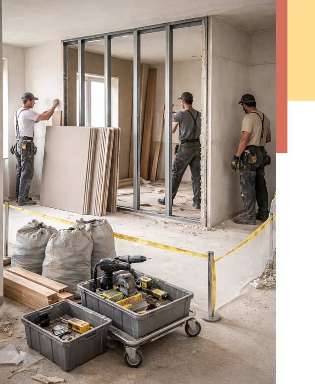 Перенос гипсокартонной перегородки в Кемерово под ключ от 4683 руб. | Демонтаж и монтаж – ОТДЕЛОЧНИК-Кмр