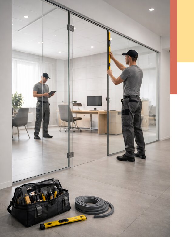 Цельностеклянные перегородки под ключ в Кемерово от 9886 руб. — монтаж и цены | ОТДЕЛОЧНИК-Кмр