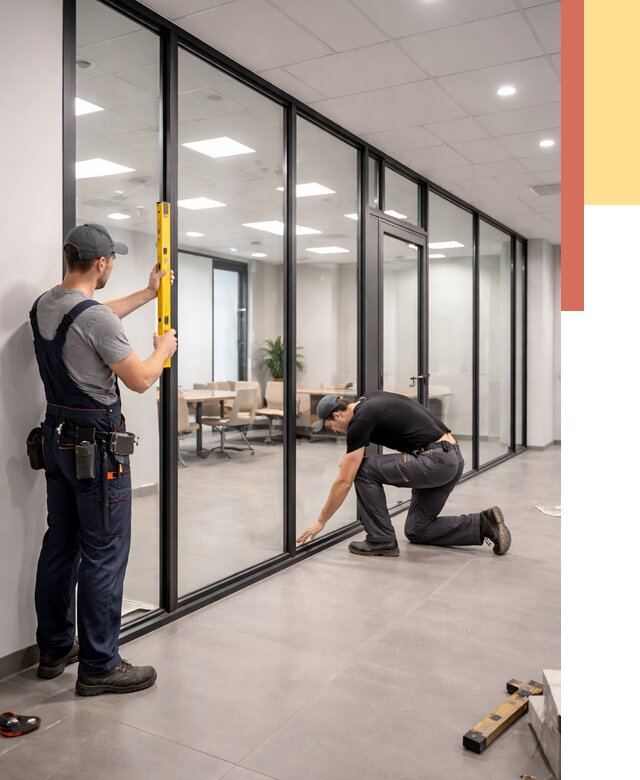 Каркасные стеклянные перегородки в Кемерово под ключ от 9574 руб. | ОТДЕЛОЧНИК-Кмр