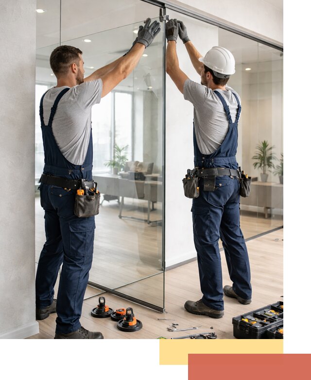 Безрамные стеклянные перегородки под ключ в Кемерово