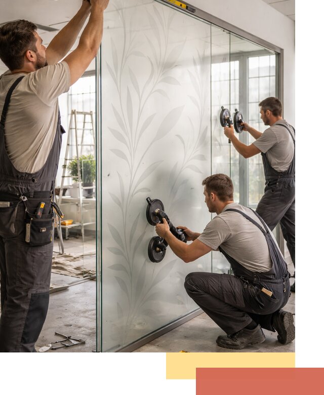 Стеклянные перегородки с рисунком на заказ в Кемерово