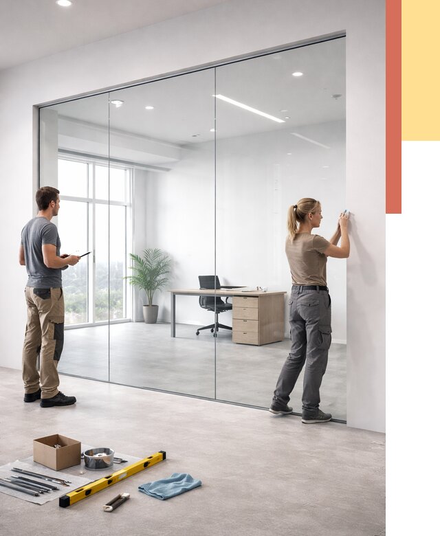 Перегородки из закаленного стекла в Кемерово от 9886 руб. под ключ | ОТДЕЛОЧНИК-Кмр