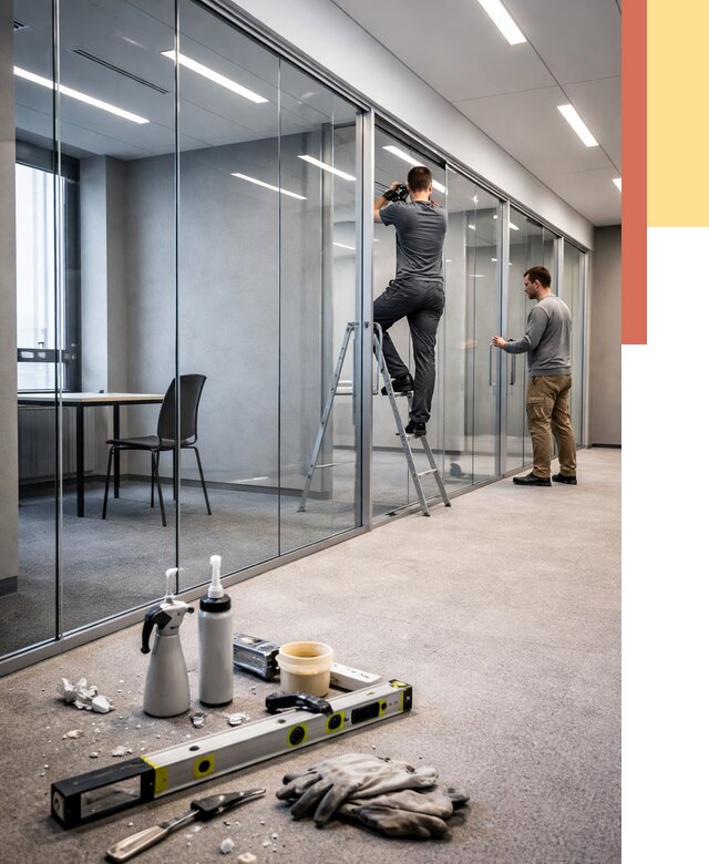 Стеклянные офисные перегородки в Кемерово от 8845 руб. — монтаж и установка | ОТДЕЛОЧНИК-Кмр