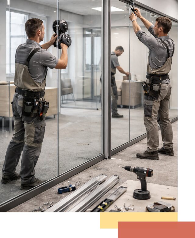 Стеклянные офисные перегородки под ключ в Кемерово