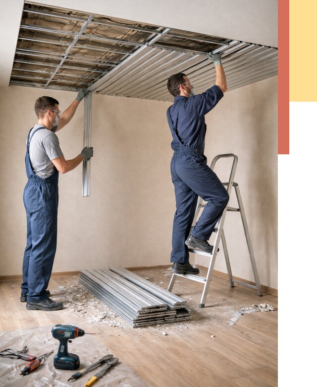 Демонтаж реечного потолка в Кемерово от 4683 руб. быстро и недорого | ОТДЕЛОЧНИК-Кмр