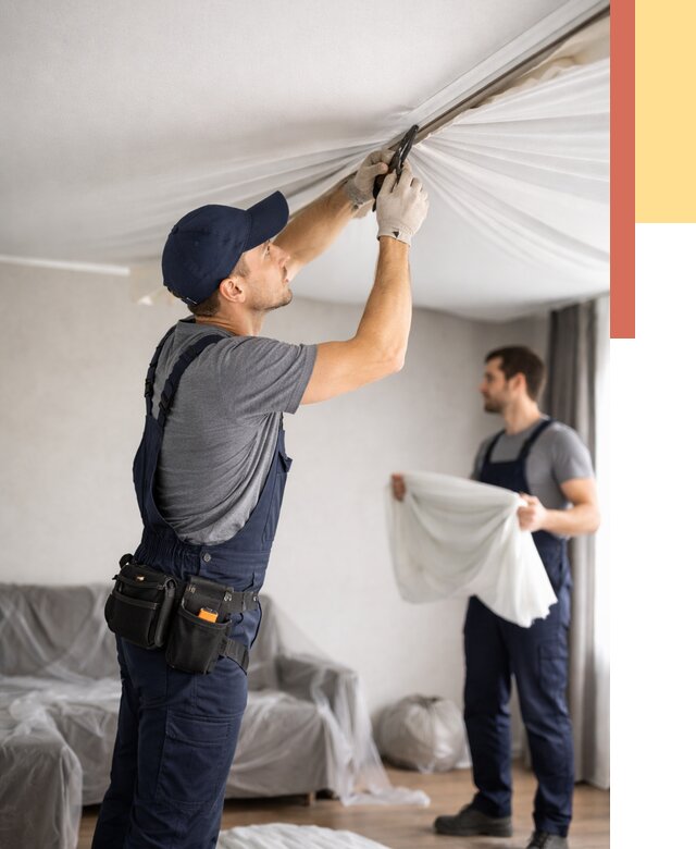 Демонтаж натяжного потолка в Кемерово от 4683 руб. — снятие и разбор под ключ | ОТДЕЛОЧНИК-Кмр