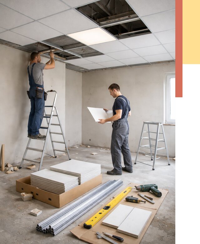 Монтаж потолка армстронг в Кемерово от 4683 руб/м2 — быстрая установка под ключ | ОТДЕЛОЧНИК-Кмр