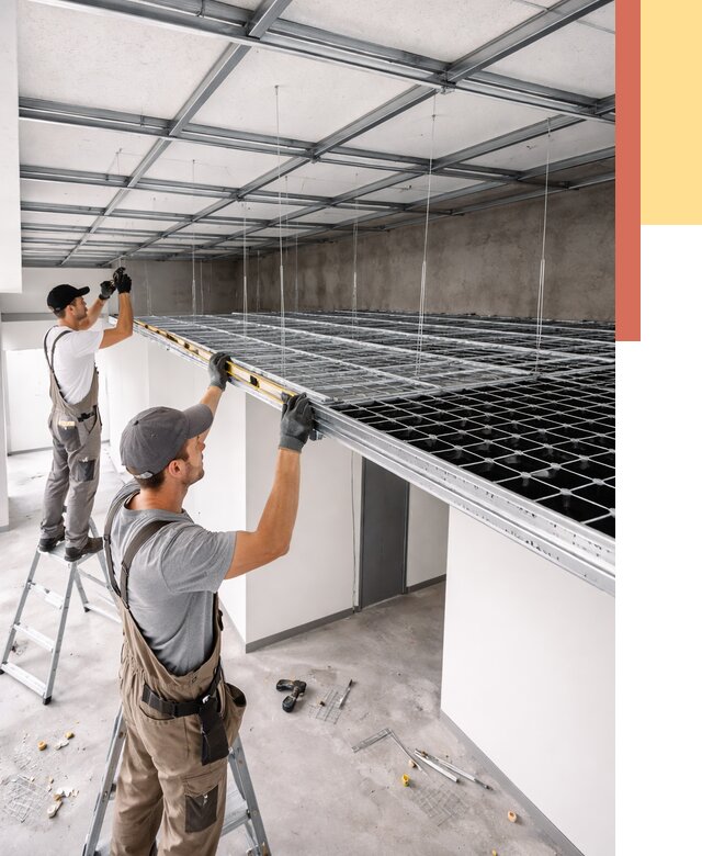 Монтаж потолка грильято в Кемерово от 468 руб./м² — быстрая сборка под ключ | ОТДЕЛОЧНИК-Кмр