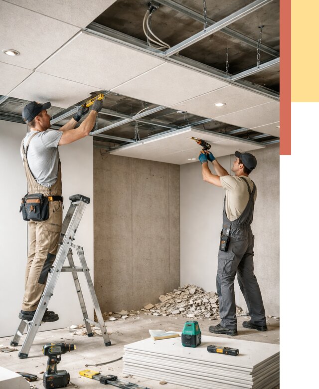 Монтаж акустического потолка в Кемерово от 6764 руб/м2 — быстро и недорого | ОТДЕЛОЧНИК-Кмр