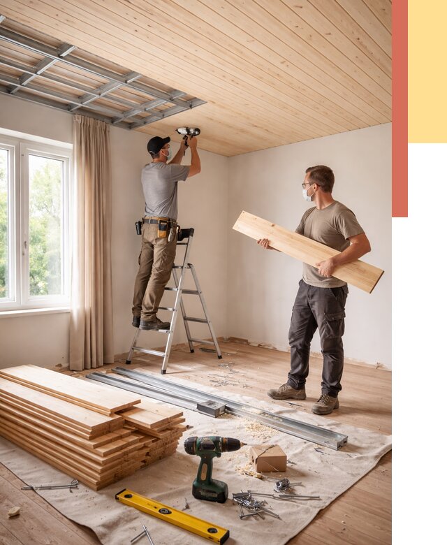 Монтаж потолка из вагонки в Кемерово от 6764 руб. | Быстро и недорого — ОТДЕЛОЧНИК-Кмр