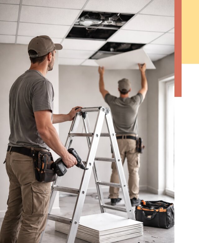 Обслуживание подвесного потолка в Кемерово от 3642 руб. — быстро и недорого | ОТДЕЛОЧНИК-Кмр