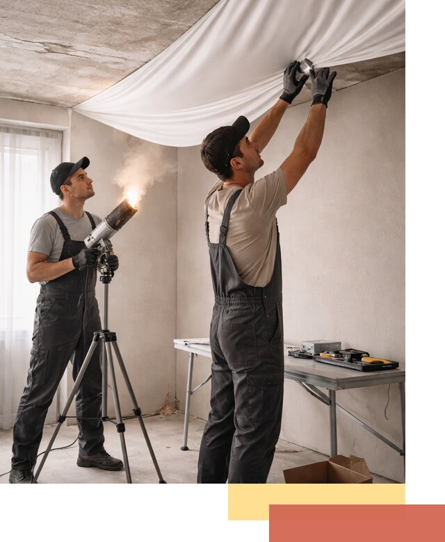 Установка натяжного потолка под ключ в Кемерово